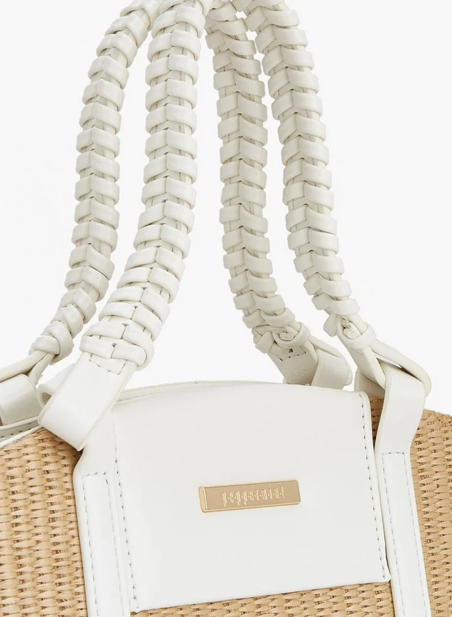 Peppermint WHITE Textured Tote Bag With Double Handle for Women | Best Price UAE